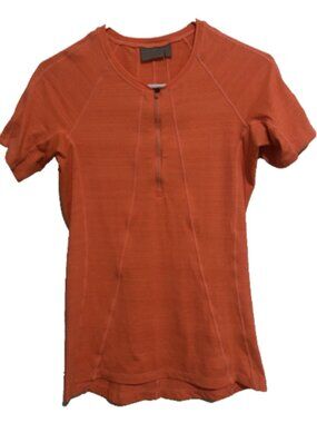 Athleta Small Women's Orange Solid 1/4 zip Compression Top Blouse Workout
